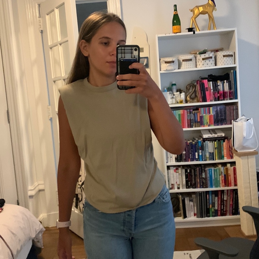 Reformation tan shoulder pads top S/M
